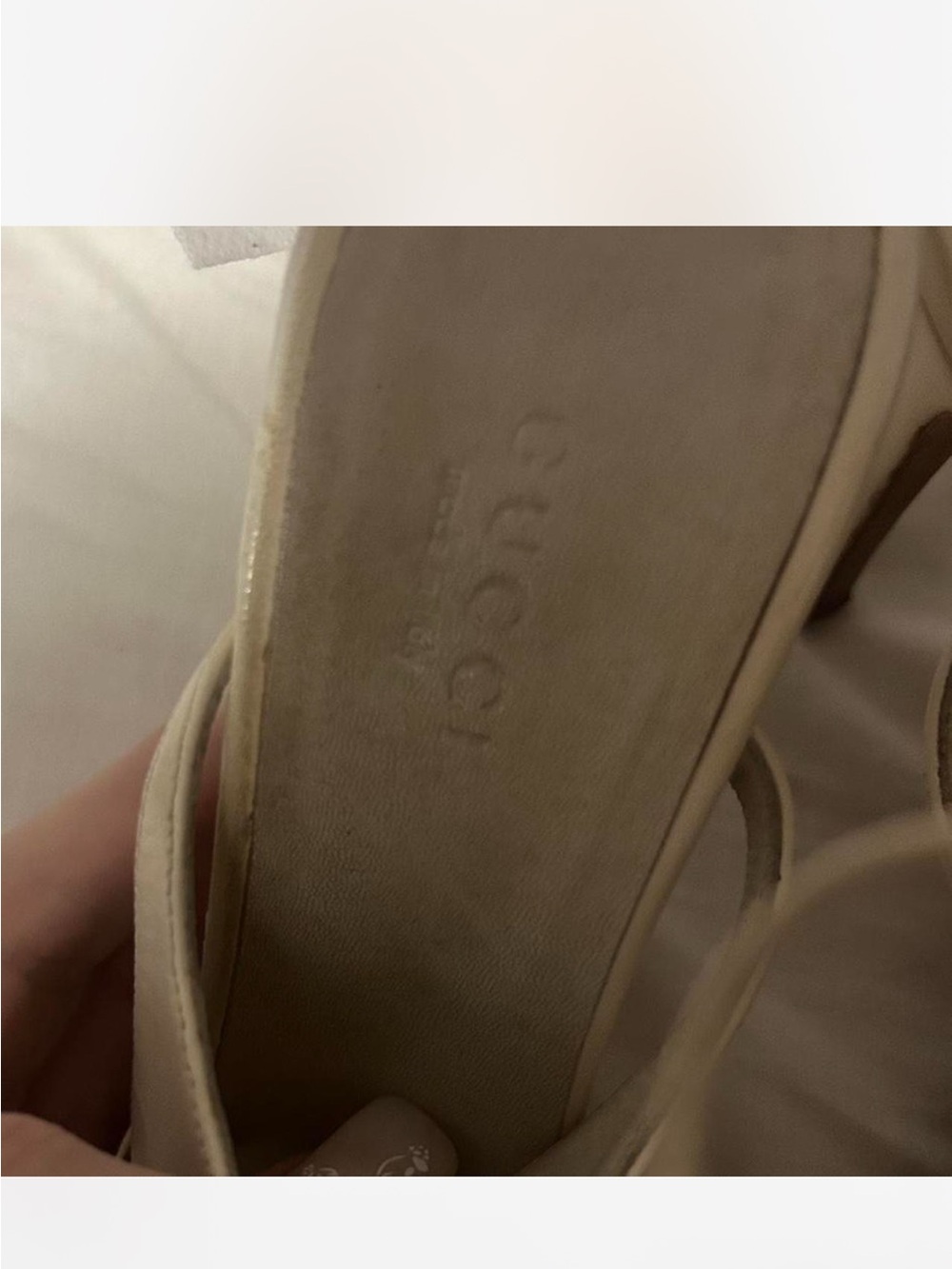 Gucci Cream Lace-Up Open-Toe Heels - Picture 5 of 5